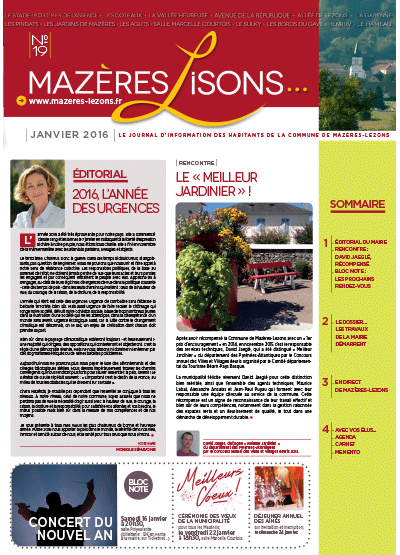 Mazères-Lisons n°19 – Janvier 2016