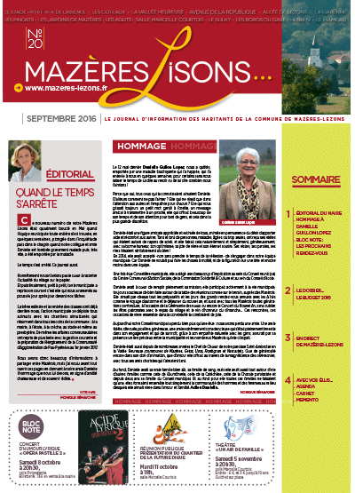 Mazères-Lisons n°20 – Septembre 2016