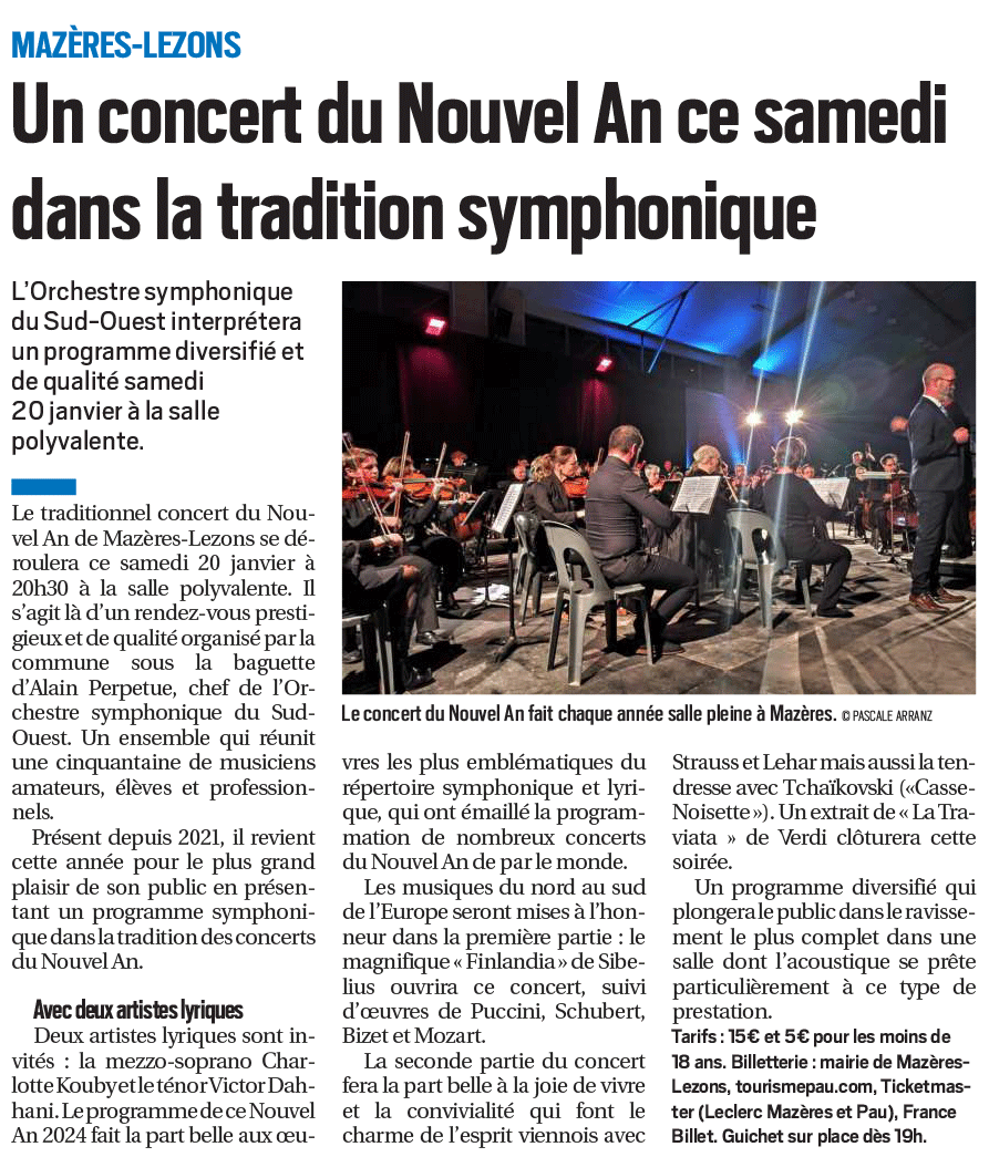 article concert nouvel an 2024 mazeres lezons