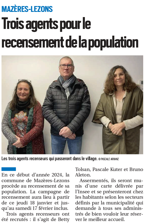 article recensement population 2024 mazeres lezons